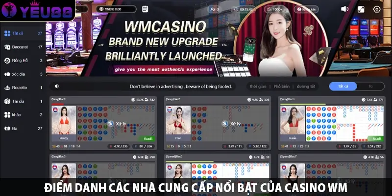 Điểm danh các nhà cung cấp nổi bật của casino WM