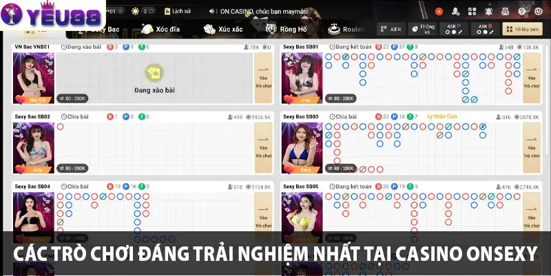 Các trò chơi đáng trải nghiệm nhất tại Casino Onsexy